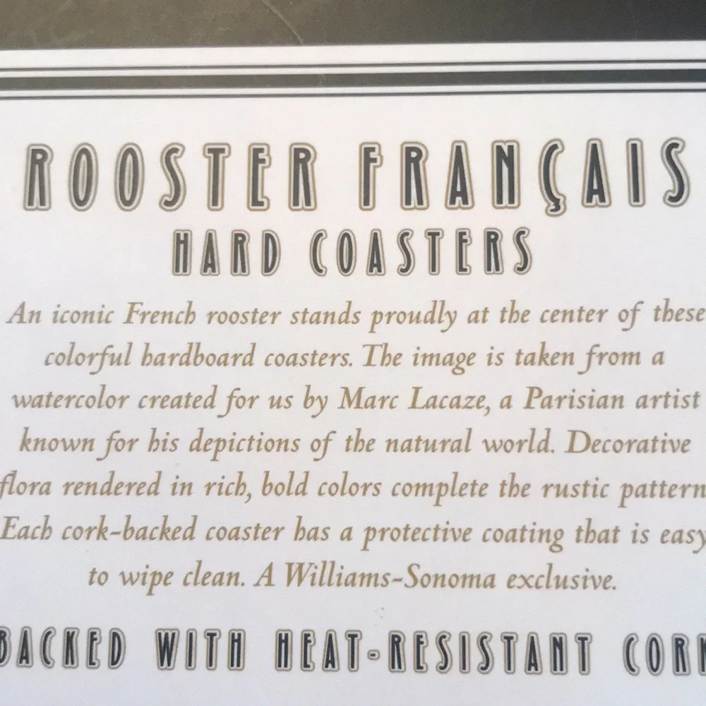 Williams-Sonoma Rooster Français Coasters